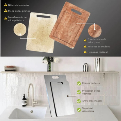 Culinara™ – Tabla de corte higiénica de titanio